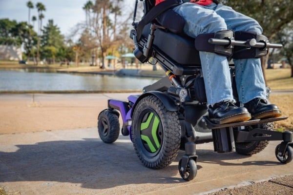 Power Wheelchair base close up on the street
